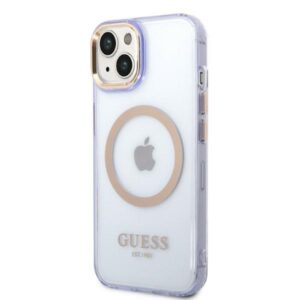 Guess GUHMP14SHTCMU Apple iPhone 14 / 15 / 136.1"violetinės spalvos kietas dėklas Gold Outline Translucent MagS - Image 2