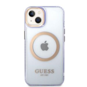 Guess GUHMP14SHTCMU Apple iPhone 14 / 15 / 136.1"violetinės spalvos kietas dėklas Gold Outline Translucent MagS - Image 3