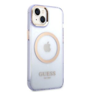 Guess GUHMP14SHTCMU Apple iPhone 14 / 15 / 136.1"violetinės spalvos kietas dėklas Gold Outline Translucent MagS - Image 4