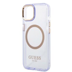 Guess GUHMP14SHTCMU Apple iPhone 14 / 15 / 136.1"violetinės spalvos kietas dėklas Gold Outline Translucent MagS - Image 6