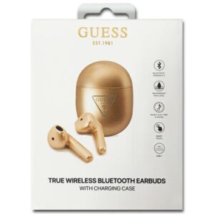 Guess Bluetooth ausinės GUTWST82TRDTWS + docking station aukso spalvos Triangle Logo - Image 3