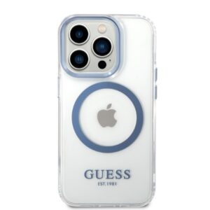 Guess GUHMP14XHTRMB Apple iPhone 14 Pro Max6.7" blue kietas dėklas Metal Outline Magsafe - Image 3