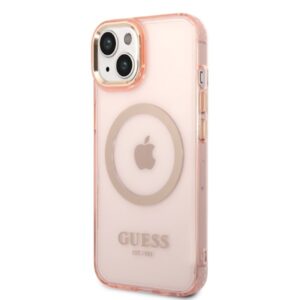 Guess GUHMP14SHTCMP Apple iPhone 14 / 15 / 136,1" rožinės spalvos kietas dėklas Gold Outline Translucent MagSafe - Image 2