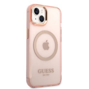 Guess GUHMP14SHTCMP Apple iPhone 14 / 15 / 136,1" rožinės spalvos kietas dėklas Gold Outline Translucent MagSafe - Image 4