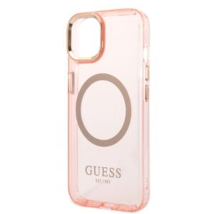 Guess GUHMP14SHTCMP Apple iPhone 14 / 15 / 136,1" rožinės spalvos kietas dėklas Gold Outline Translucent MagSafe - Image 6