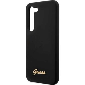 Guess GUHCS23SSLSMK S23 S911 juodos spalvos kietas dėklas Silicone Vintage Gold Logo - Image 6