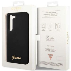 Guess GUHCS23SSLSMK S23 S911 juodos spalvos kietas dėklas Silicone Vintage Gold Logo - Image 8