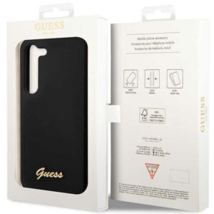 Guess GUHCS23MSLSMK S23+ S916 juodos spalvos kietas dėklas Silicone Vintage Gold Logo - Image 8