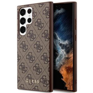 Guess GUHCS23LG4GFBR S23 Ultra S918 rudos spalvos kietas dėklas 4G Metal Gold Logo