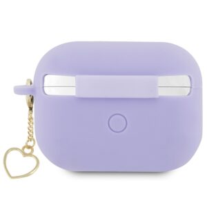 Guess GUAP2LSCHSU AirPods Pro 2 (2022/2023) dėklas violetinės spalvos Silicone Charm Heart Collection - Image 2