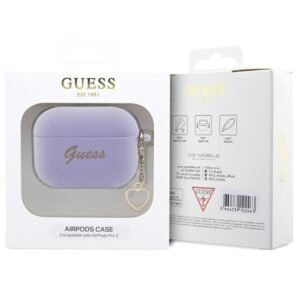 Guess GUAP2LSCHSU AirPods Pro 2 (2022/2023) dėklas violetinės spalvos Silicone Charm Heart Collection - Image 4