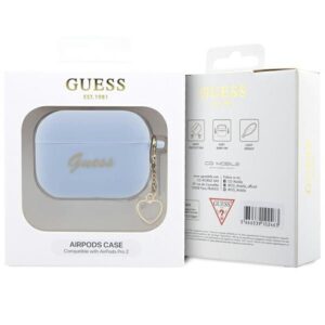 Guess GUAP2LSCHSB AirPods Pro 2 (2022/2023) dėklas mėlynos spalvos Silicone Charm Heart Collection - Image 4