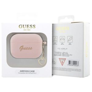 Guess GUAP2LSCHSP AirPods Pro 2 (2022/2023) dėklas rožinės spalvos Silicone Charm Heart Collection - Image 4