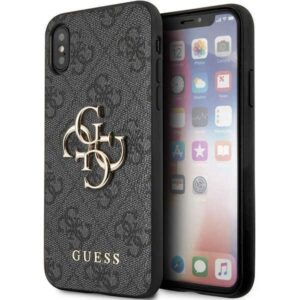Guess GUHCPX4GMGGR Apple iPhone X/XS grey kietas dėklas 4G Big Metal Logo