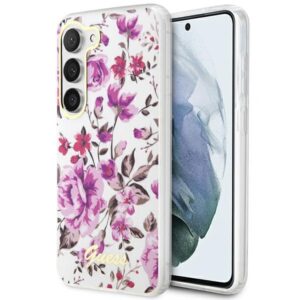 Guess GUHCS23MHCFWST S23+ S916 baltos spalvos kietas dėklas Flower Collection