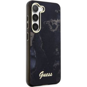 Guess GUHCS23SHTMRSK S23 S911 juodos spalvos kietas dėklas Golden Marble Collection - Image 4