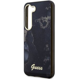 Guess GUHCS23SHTMRSK S23 S911 juodos spalvos kietas dėklas Golden Marble Collection - Image 6