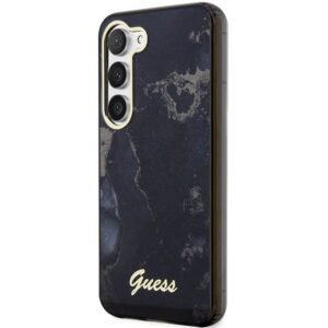 Guess GUHCS23MHTMRSK S23+ S916 juodos spalvos kietas dėklas Golden Marble Collection - Image 2