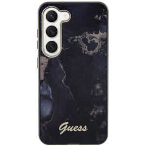 Guess GUHCS23MHTMRSK S23+ S916 juodos spalvos kietas dėklas Golden Marble Collection - Image 3