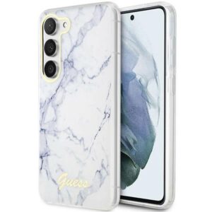 Guess GUHCS23SPCUMAH S23 S911 baltos spalvos kietas dėklas Marble - Image 1