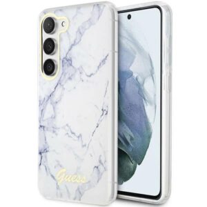 Guess GUHCS23MPCUMAH S23+ S916 baltos spalvos kietas dėklas Marble - Image 1