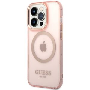 Guess GUHMP14XHTCMP Apple iPhone 14 Pro Max 6,7" rožinės spalvos kietas dėklas Gold Outline Translucent MagSafe - Image 2
