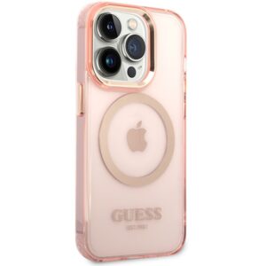 Guess GUHMP14XHTCMP Apple iPhone 14 Pro Max 6,7" rožinės spalvos kietas dėklas Gold Outline Translucent MagSafe - Image 4