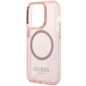 Guess GUHMP14XHTCMP Apple iPhone 14 Pro Max 6,7" rožinės spalvos kietas dėklas Gold Outline Translucent MagSafe - Image 6