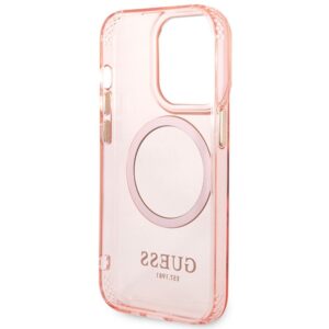 Guess GUHMP14XHTCMP Apple iPhone 14 Pro Max 6,7" rožinės spalvos kietas dėklas Gold Outline Translucent MagSafe - Image 7