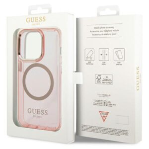 Guess GUHMP14XHTCMP Apple iPhone 14 Pro Max 6,7" rožinės spalvos kietas dėklas Gold Outline Translucent MagSafe - Image 8