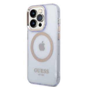 Guess GUHMP14LHTCMU Apple iPhone 14 Pro 6.1" violetinės spalvos kietas dėklas Gold Outline Translucent MagSafe - Image 2