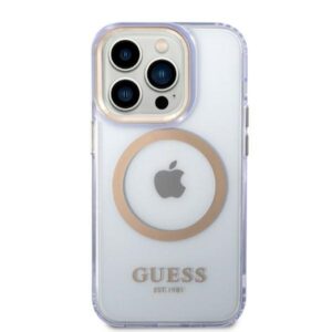 Guess GUHMP14LHTCMU Apple iPhone 14 Pro 6.1" violetinės spalvos kietas dėklas Gold Outline Translucent MagSafe - Image 3