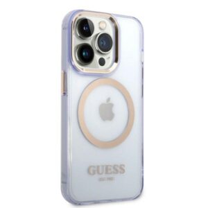 Guess GUHMP14LHTCMU Apple iPhone 14 Pro 6.1" violetinės spalvos kietas dėklas Gold Outline Translucent MagSafe - Image 4