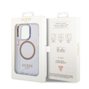 Guess GUHMP14LHTCMU Apple iPhone 14 Pro 6.1" violetinės spalvos kietas dėklas Gold Outline Translucent MagSafe - Image 8