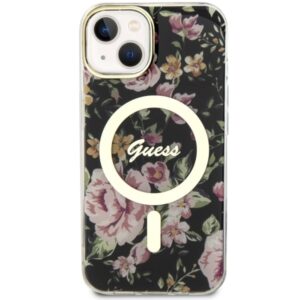Guess GUHMP14SHCFWSK Apple iPhone 14 / 15 / 13 6.1" juodos spalvos kietas dėklas Flower MagSafe - Image 3