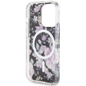 Guess GUHMP14LHCFWSK Apple iPhone 14 Pro 6.1" juodos spalvos kietas dėklas Flower MagSafe - Image 7