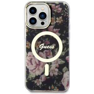 Guess GUHMP14XHCFWSK Apple iPhone 14 Pro Max 6.7" juodos spalvos kietas dėklas Flower MagSafe - Image 3