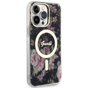 Guess GUHMP14XHCFWSK Apple iPhone 14 Pro Max 6.7" juodos spalvos kietas dėklas Flower MagSafe - Image 4