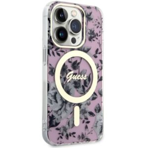 Guess GUHMP14XHCFWSP Apple iPhone 14 Pro Max 6.7" rožinės spalvos kietas dėklas Flower MagSafe - Image 4