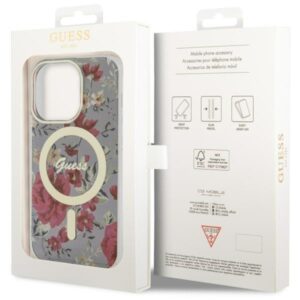 Guess GUHMP14LHCFWSA Apple iPhone 14 Pro 6.1" khaki kietas dėklas Flower MagSafe - Image 8