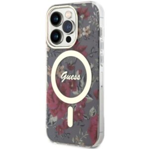 Guess GUHMP14LHCFWSA Apple iPhone 14 Pro 6.1" khaki kietas dėklas Flower MagSafe - Image 2
