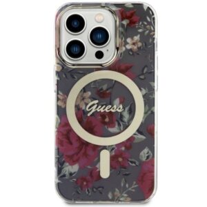 Guess GUHMP14LHCFWSA Apple iPhone 14 Pro 6.1" khaki kietas dėklas Flower MagSafe - Image 3
