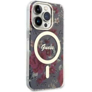 Guess GUHMP14LHCFWSA Apple iPhone 14 Pro 6.1" khaki kietas dėklas Flower MagSafe - Image 4
