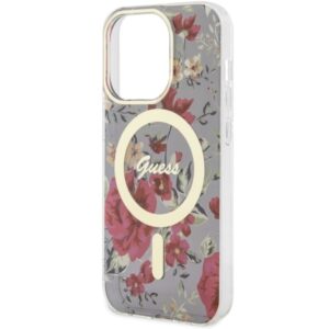 Guess GUHMP14LHCFWSA Apple iPhone 14 Pro 6.1" khaki kietas dėklas Flower MagSafe - Image 6
