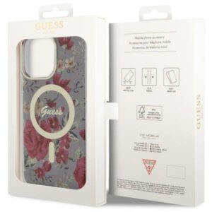 Guess GUHMP14XHCFWSA Apple iPhone 14 Pro Max 6.7" khaki kietas dėklas Flower MagSafe - Image 8
