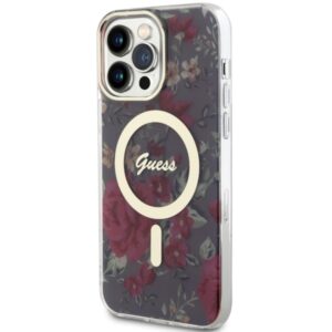 Guess GUHMP14XHCFWSA Apple iPhone 14 Pro Max 6.7" khaki kietas dėklas Flower MagSafe - Image 2