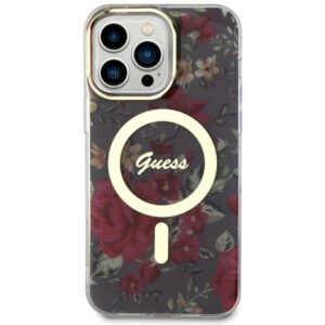 Guess GUHMP14XHCFWSA Apple iPhone 14 Pro Max 6.7" khaki kietas dėklas Flower MagSafe - Image 3
