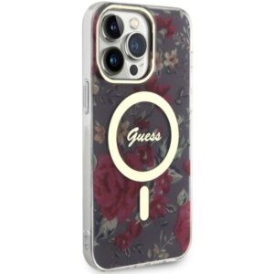 Guess GUHMP14XHCFWSA Apple iPhone 14 Pro Max 6.7" khaki kietas dėklas Flower MagSafe - Image 4