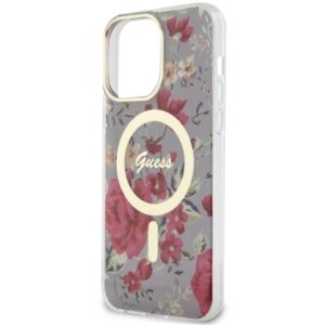 Guess GUHMP14XHCFWSA Apple iPhone 14 Pro Max 6.7" khaki kietas dėklas Flower MagSafe - Image 6