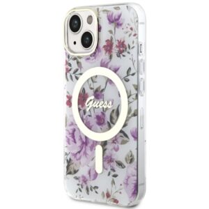 Guess GUHMP14SHCFWST Apple iPhone 14 / 15 / 13 6.1" skaidrus kietas dėklas Flower MagSafe - Image 2
